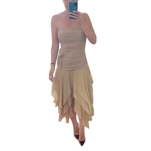 Jovani Nude Cocktail Dress Beige
